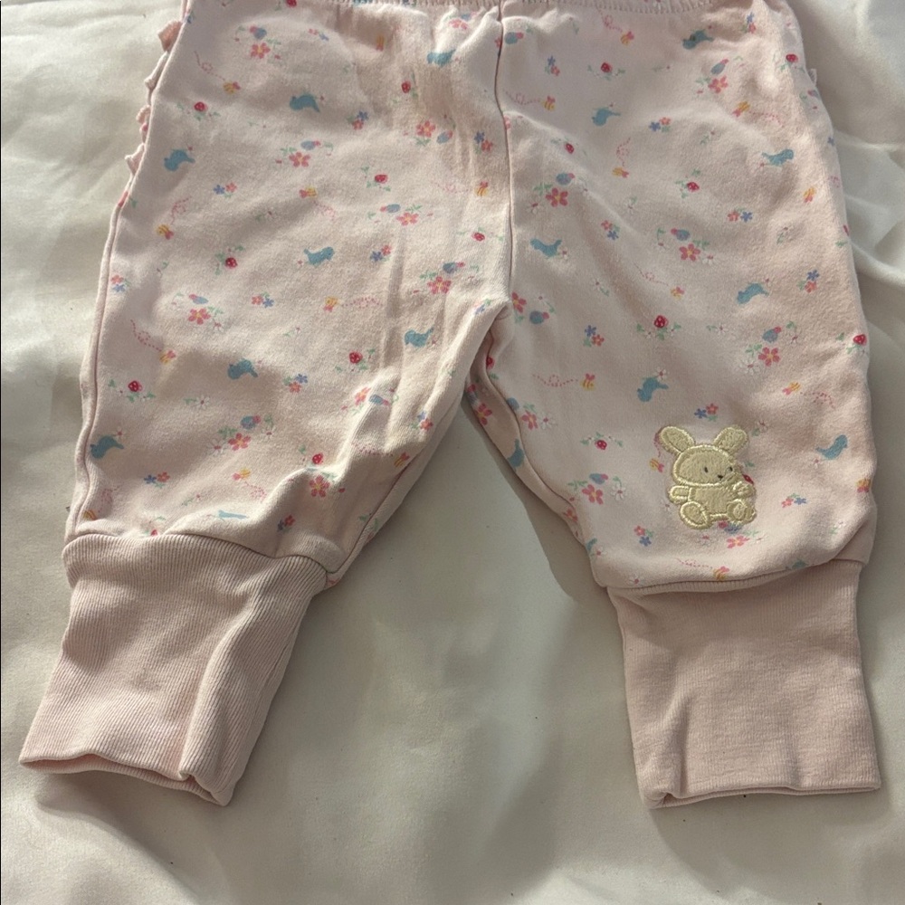 Child of mine Cute Pink Baby joggers with Floral Print newborn